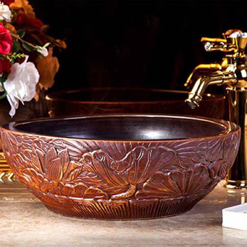 Schnelle 82-JS-13002 Ahşap Desenli Tezgah Üstü Lavabo