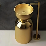 Schnelle Sch G8825 Gold Monoblok Oval Çelik Lavabo