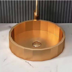Schnelle Sch RG5509 Rose Gold Tezgah Üstü Hegzagon Çelik Lavabo
