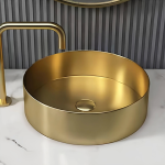 Schnelle Sch G5513 Gold Tezgah Üstü Oval Çelik Lavabo