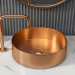 Schnelle Sch RG5512 Rose Gold Tezgah Üstü Oval Çelik Lavabo